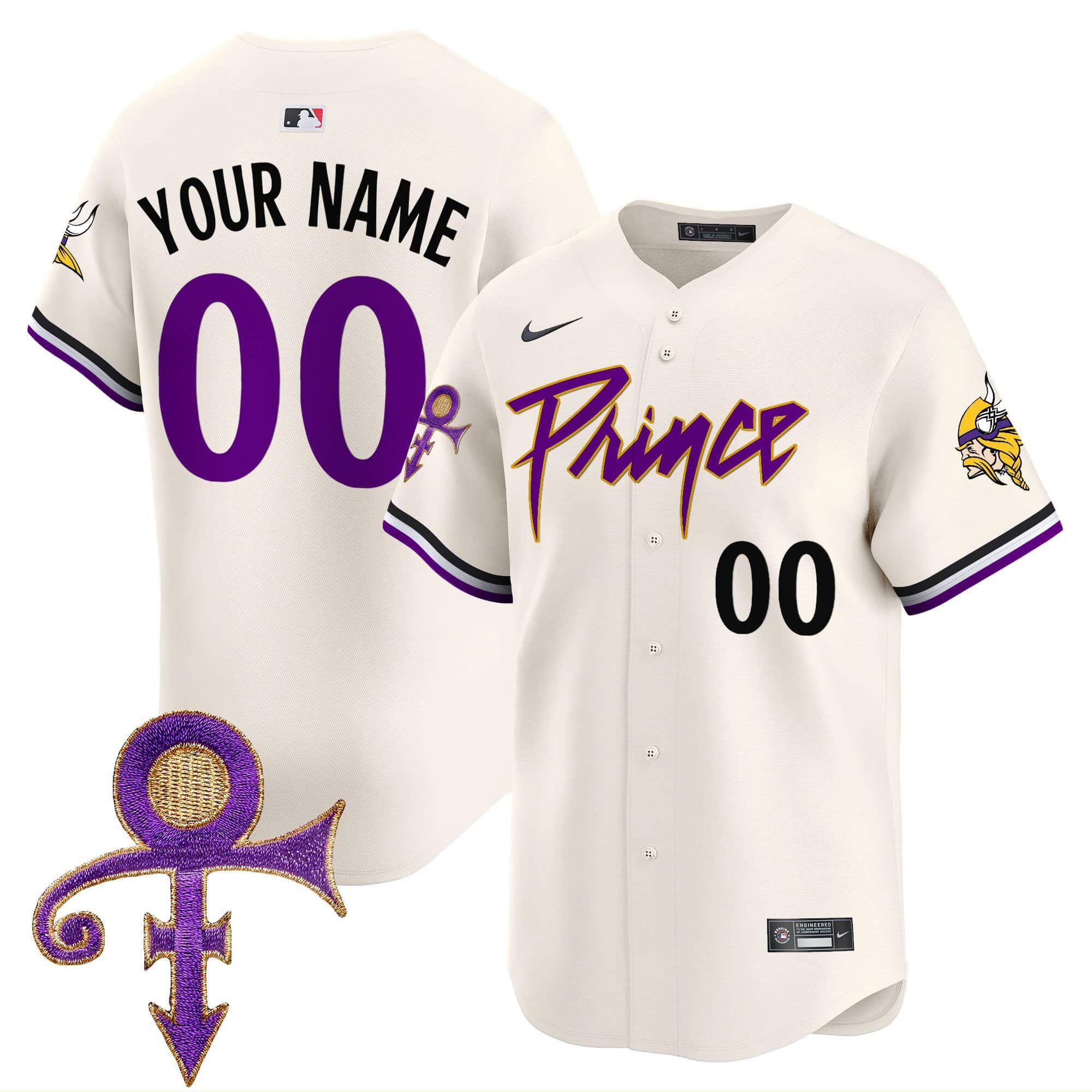 Men Minnesota Vikings Cream 2024 Nike Prince Patch Vapor Premier Limited Custom NFL Jersey